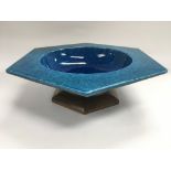 A Paul Milet Sevres hexagonal bowl on wooden stand