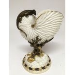 A Royal Worcester nautilus shell vase with gilded