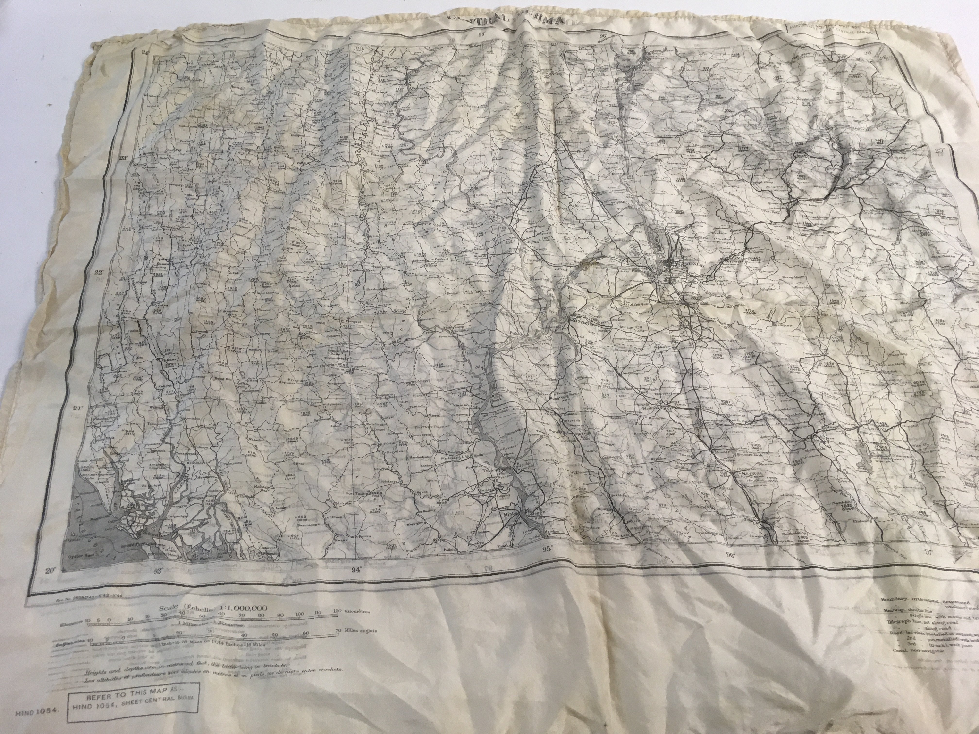 A double sided World War II map of a Burmese war s