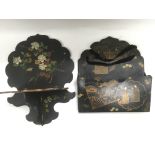 A Japanese lacquered letter rack and a Victorian l