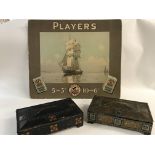 Two vintage Players cigarette tins and a playerâ€™