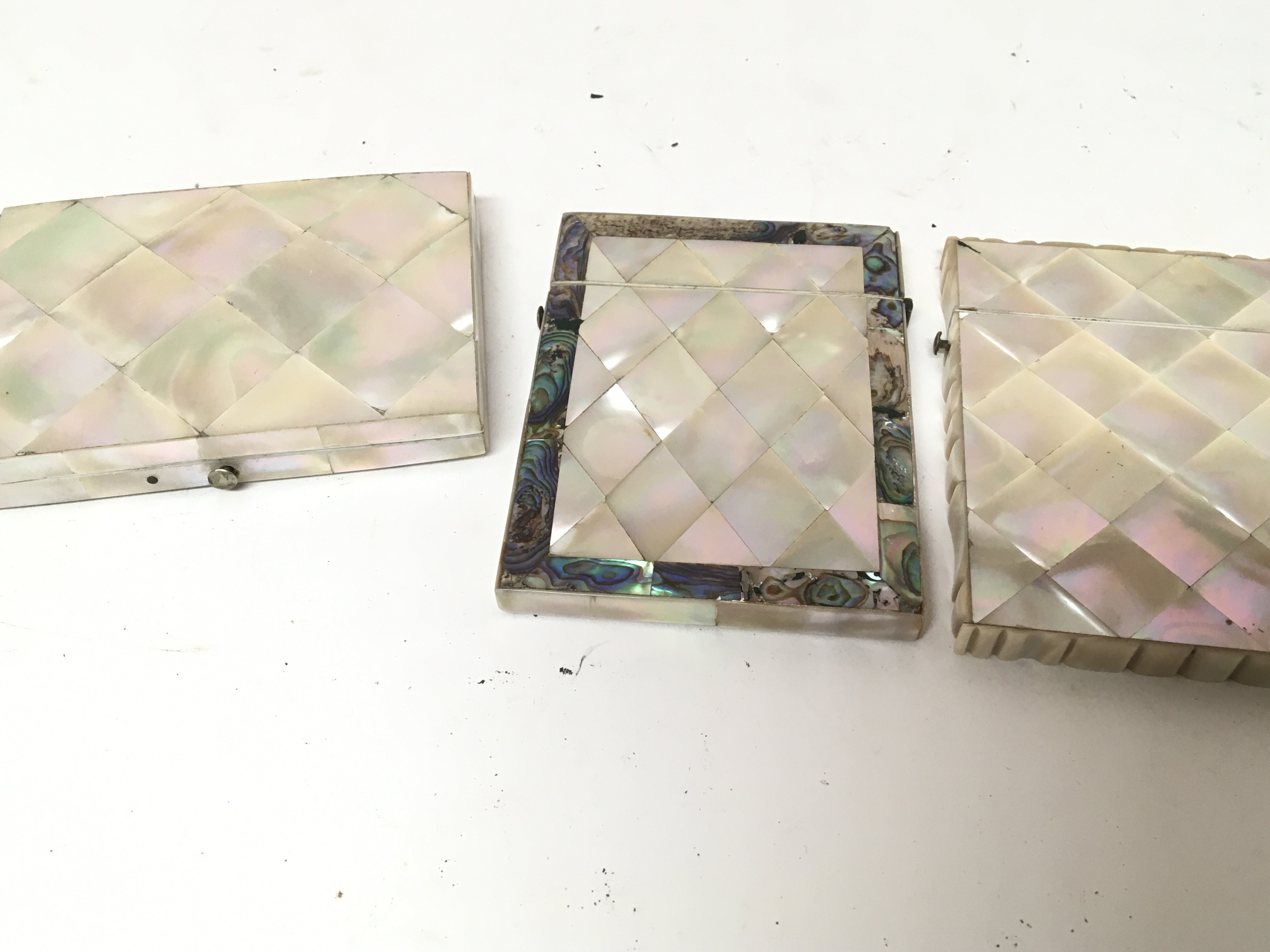 Three mother of Pearl Late Victorian card cases (3 - Image 2 of 2