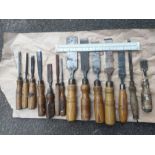 A large collection of tools including plane, Chise