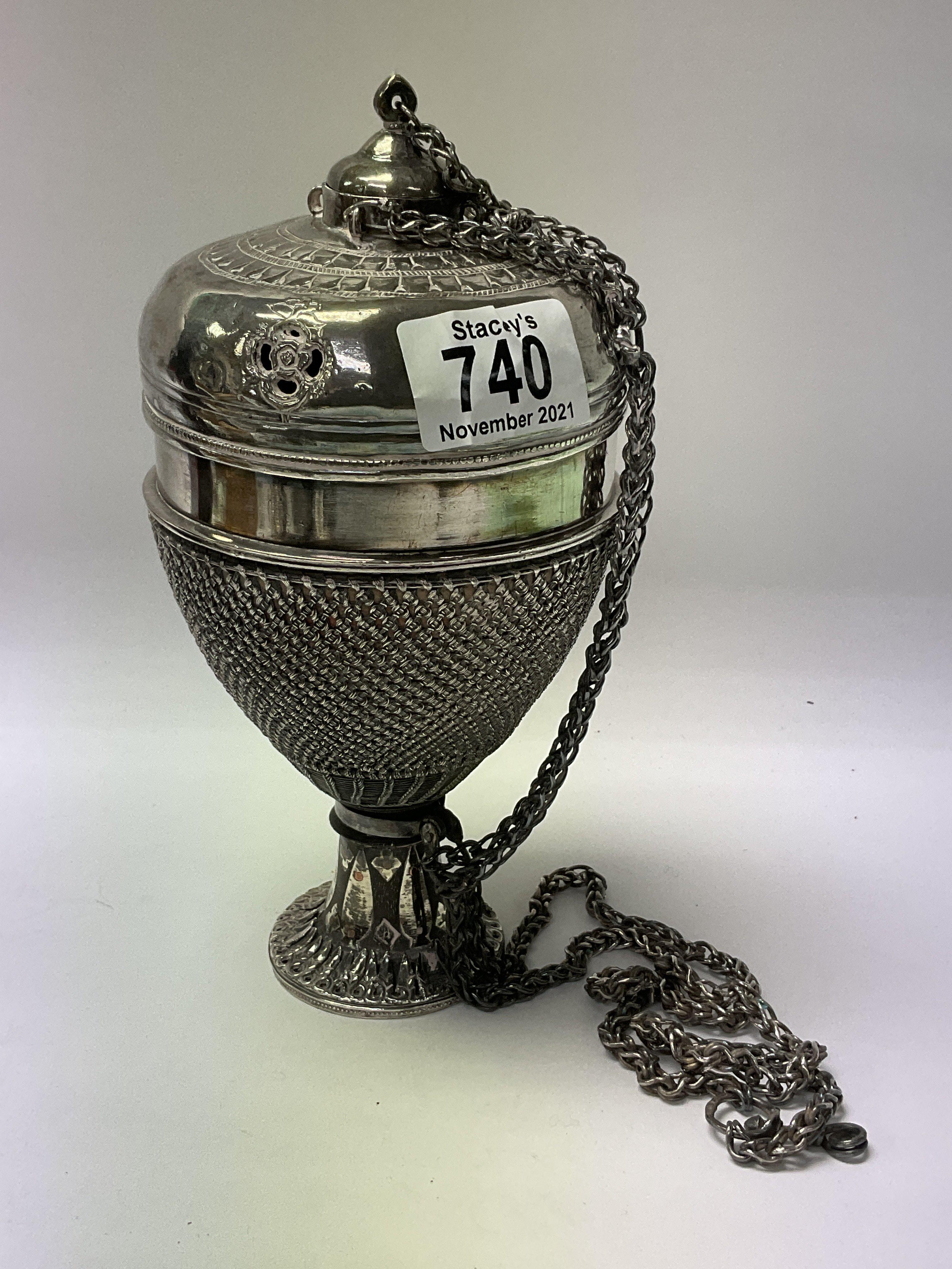 An early eastern silver plated incense burner.