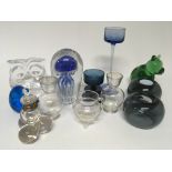 A collection of modern glass including a large jel