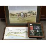 A collection of Golfing framed Collectables includ