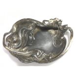 A WMF Art Nouveau pewter card tray decorated with