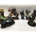A collection of five cowboy and Indian decorative
