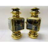 A pair of American brass veteran car lamps. C.1906