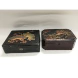 Two Japanese lacquered boxes, one decorated with f