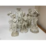 6 large Parian ware porcelain figurines. ( varying