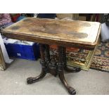 A Victorian walnut card table for restoration with