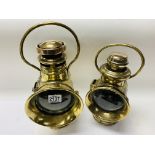 2 Brass veteran car lamps (1) Bleriot, Paris (1) P