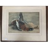A watercolour of 3 game birds. Signed W.C.Warren,