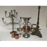 A collection of copper, brass and silver plate inc