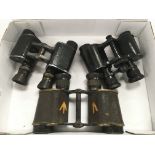 Three pairs of binoculars comprising WW1 and WW2 e