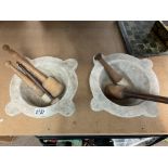 2 large marble pestle and mortars