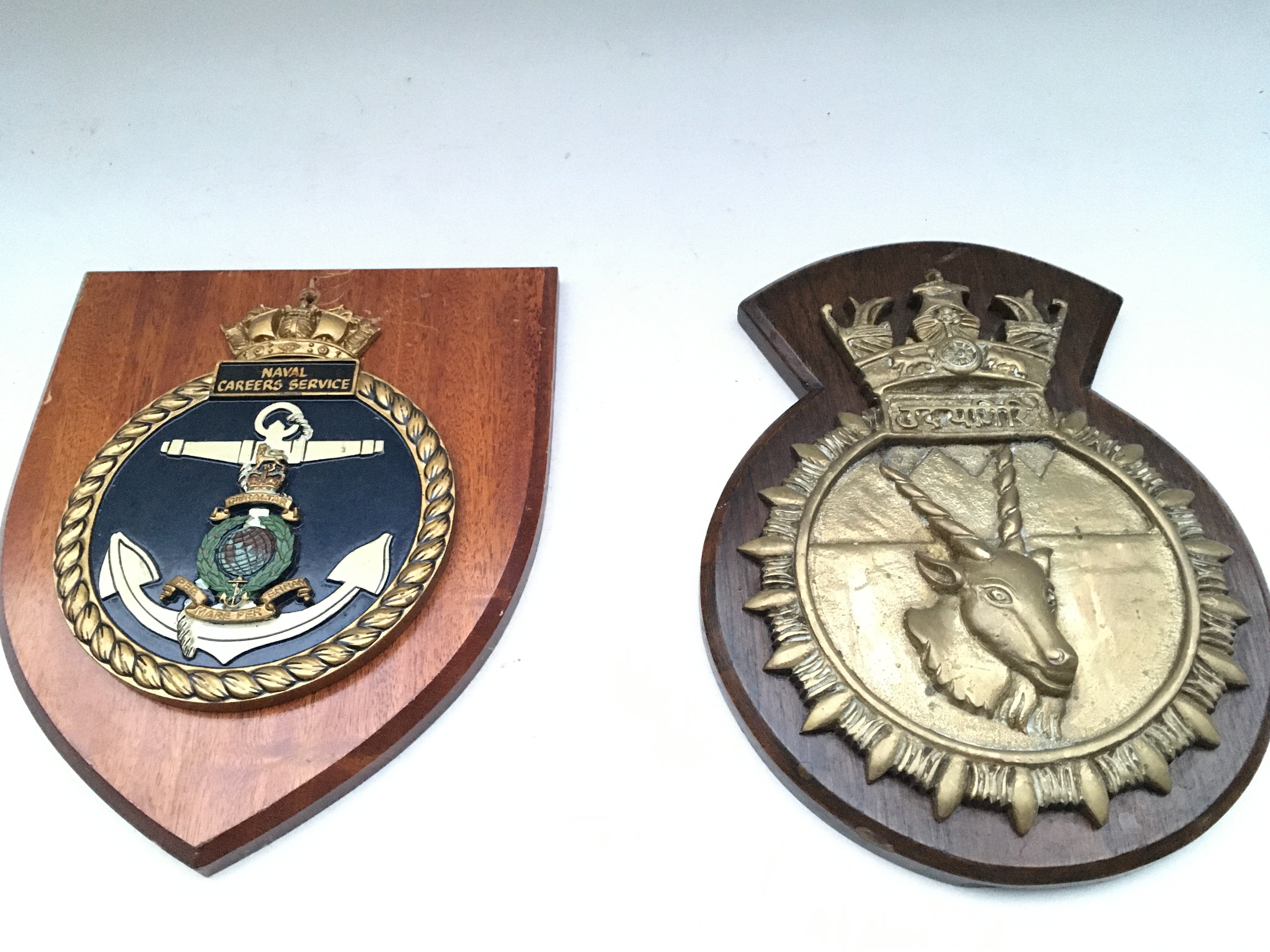 Royal Navy plaques given to the Tower of London Yeoman Warders. Accompanied by letter of