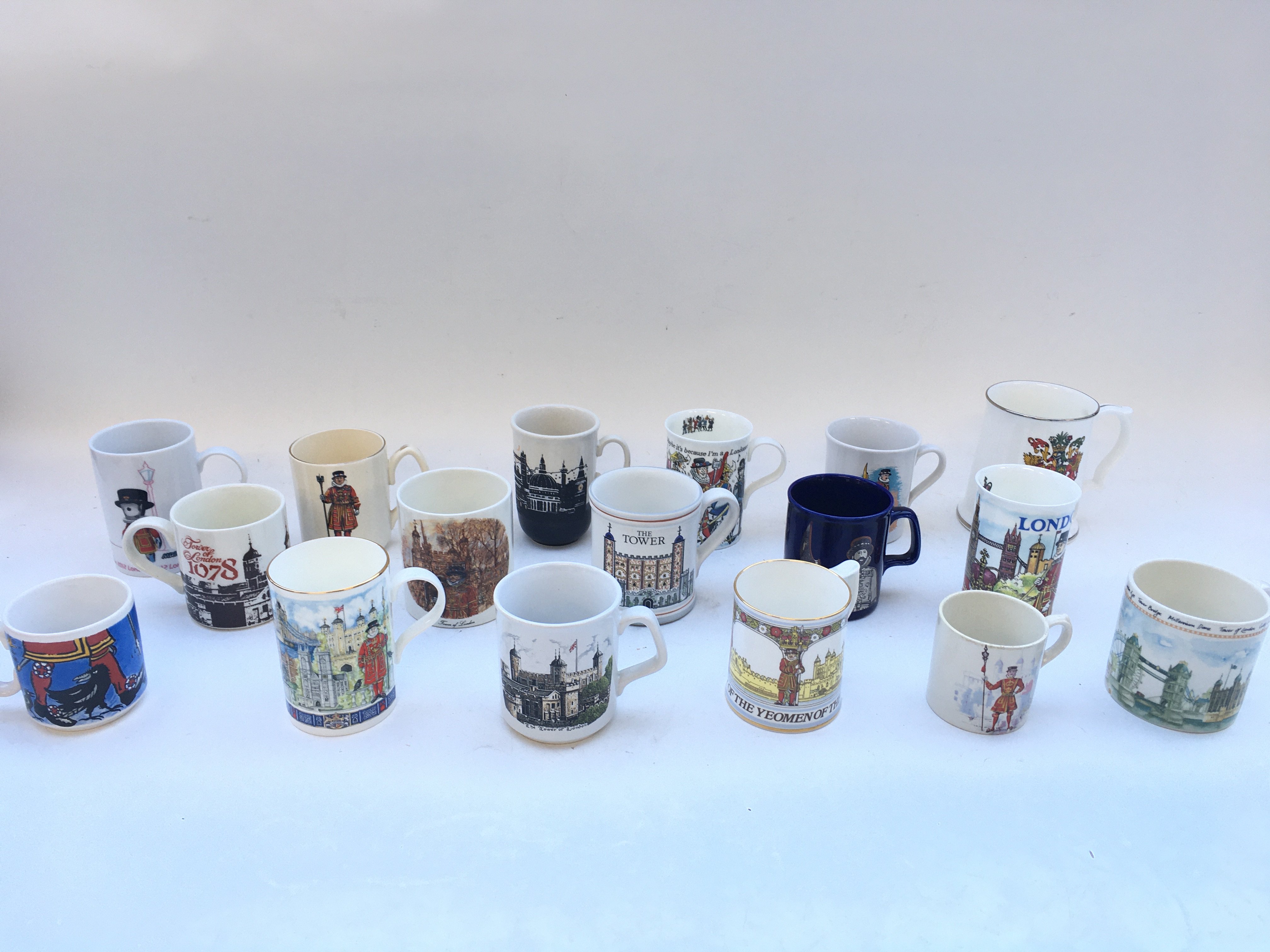 Collection of various mugs from the Tower of London Yeoman Warders. Accompanied by letter of