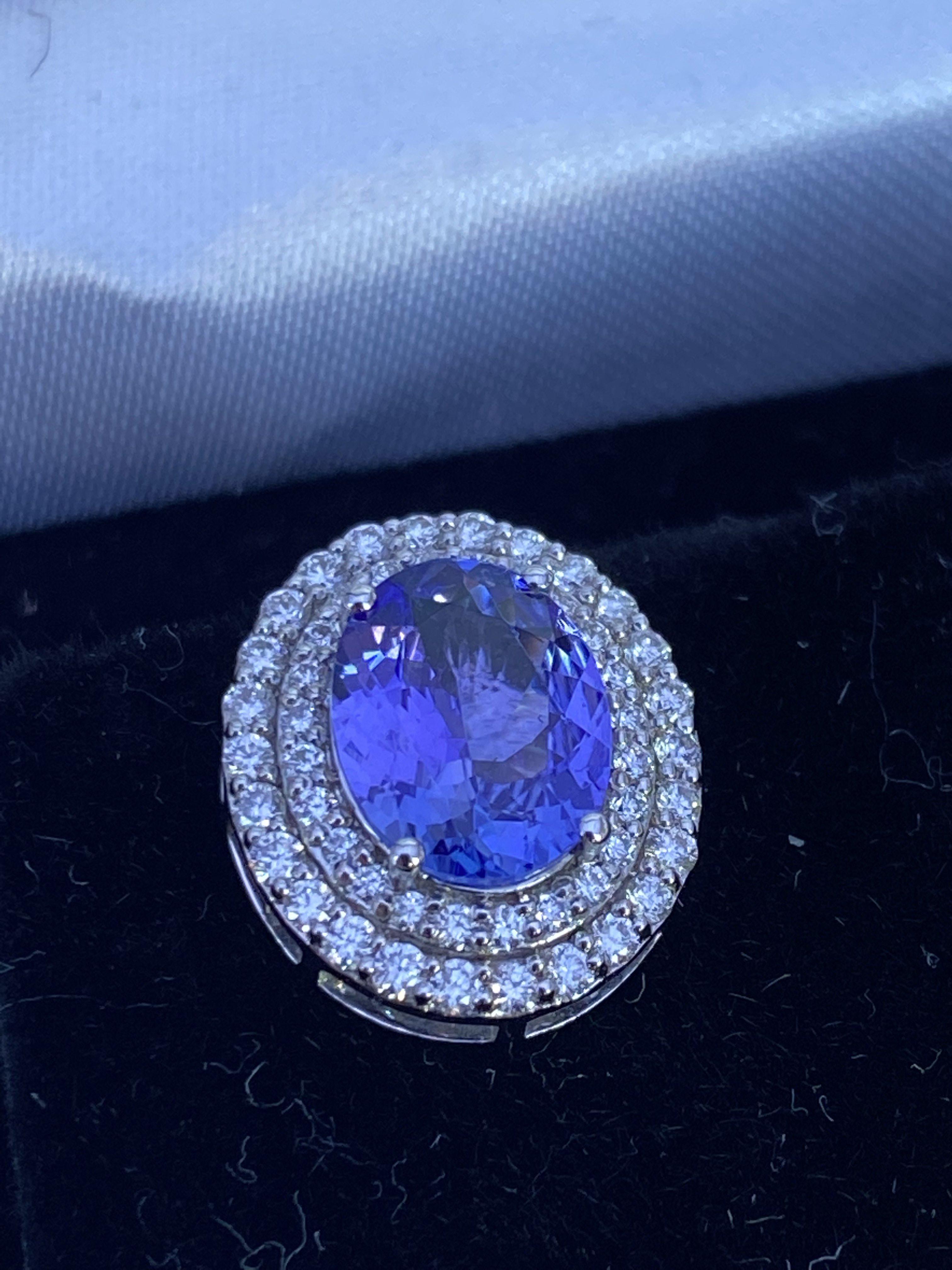 A pair of 18ct white gold large oval cut tanzanite - Image 2 of 2