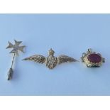 A RAF 9ct gold brooch, a 9ct gold Maltese cross st