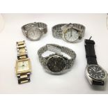 Five watches comprising Pulsar, Tungsten, Lorus et