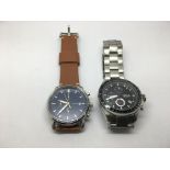 Two gents Fossil chronograph watches.