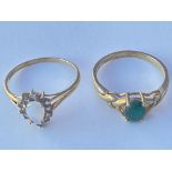 Two 9ct gold and Opal set rings. Approx 5g.