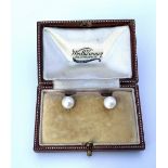 A pair of vintage 9ct gold mounted freshwater pear