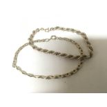 Two 9carat gold bracelets a rope chain and open li