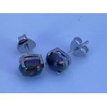 A pair of sterling silver and Ethiopian black Opal