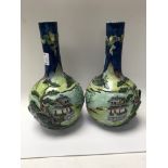 A pair of Chinese bottle vases decorated with rais