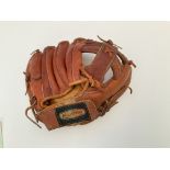 A leather baseball glove