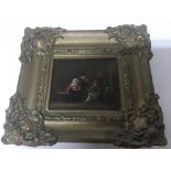 A small gilt framed 19th century continental oil p