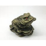 A Chinese brass good luck toad, approx height 6.5c