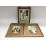 Three framed and glazed Indian miniatures of figur