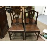 4 early oak board seat chairs