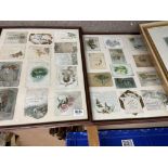 2 framed displays of Victorian greeting cards - NO