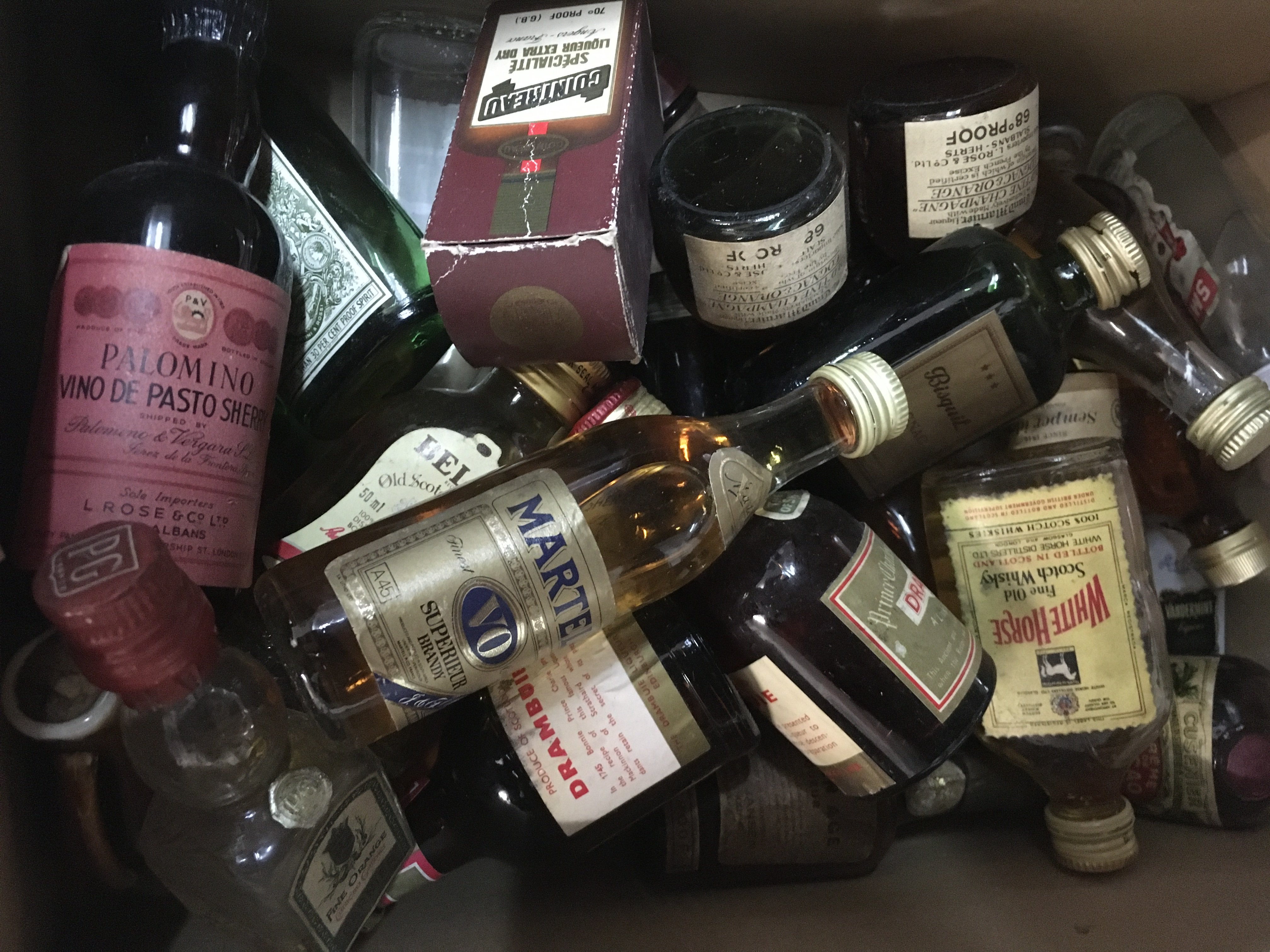 A collection of alcoholic miniatures- some whiskey