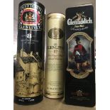 Three boxed Whiskey's including Glenfiddich and Gl