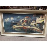 2 1970s framed paintings (1 Signed Sampra acrylic,