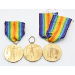 Three British Army WW1 Victory Medals named to 12518 Pte F Morris, King's Royal Rifle Corps, 62506