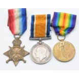 British Army WW1 medal trio comprising 1914-1915 Star, War Medal and Victory Medal named to 2nd