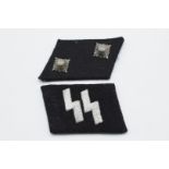 German WW2 Third Reich Waffen SS officer's collar rank and SS insignia