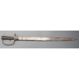 Indian made all steel bayonet, the engraved langet with ribbed hilt, probably inspired by the