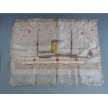 WW2 wool on silk panel of H.M.T Neuralia Red Cross ship, 65 x 58cm, together with two WW1 interest