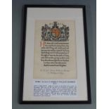 Royal Navy WW1 framed memorial scroll for Electrical Artificer 3rd Class Horace William Harmer,
