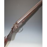 Unnamed English 12 bore side by side hammer action shotgun with line engraved lock, rebounding