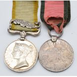 British Army Crimea Medal 1854 with clasp for Sebastopol and Turkish Crimea Medal Sardinian issue