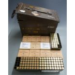 Three-huncdred-and-twenty-nine 7.62mm rifle cartridges, some in original boxes, in a military